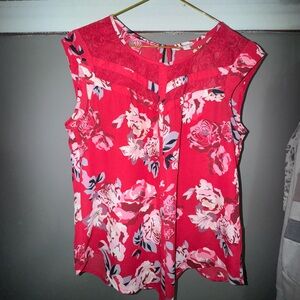Pink Floral Sleeveless Blouse